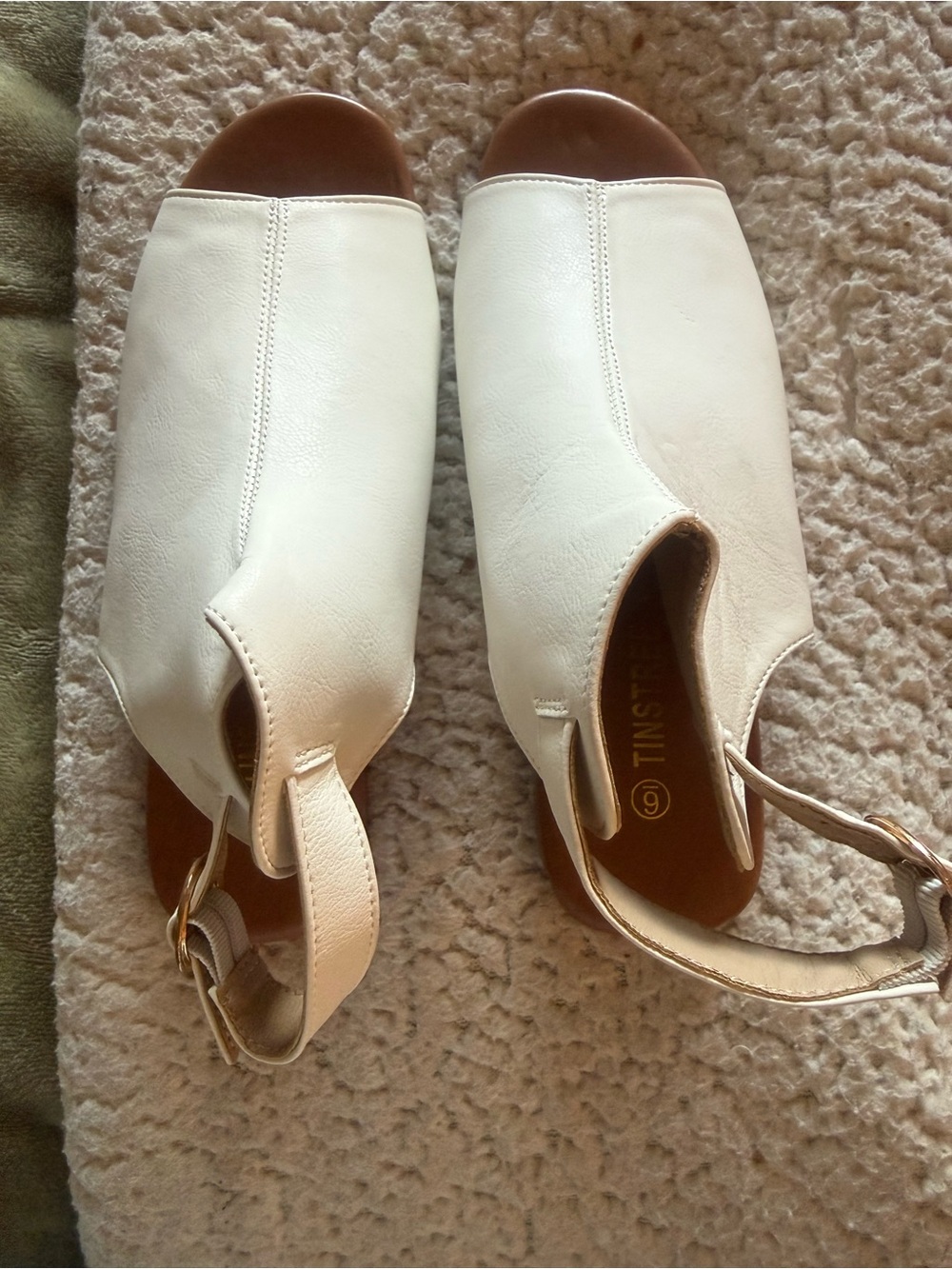 Tinseltown White Open-Toe Slingback Mules